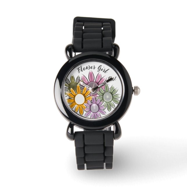 Flower Girl Wedding Party Gift Monogram Watch (Front)