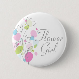 Flower girl wedding pin / button