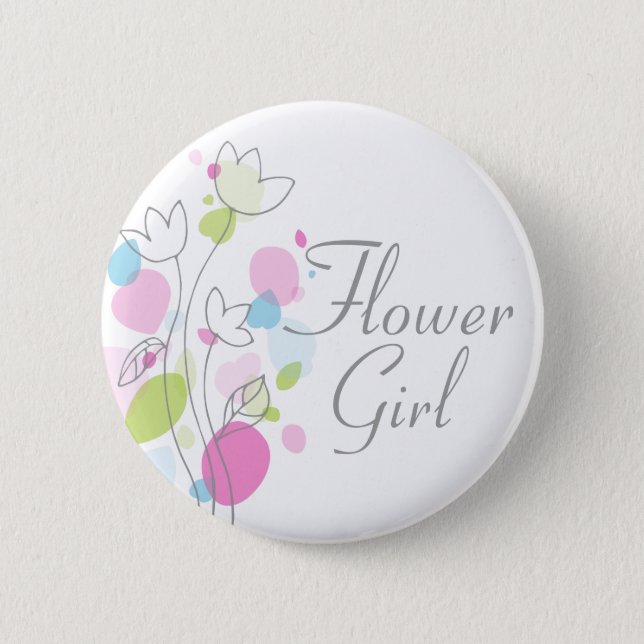 Flower girl wedding pin / button (Front)