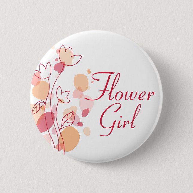 Flower girl wedding pin / button (Front)
