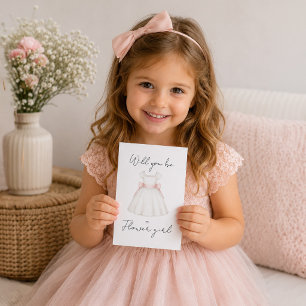 Flower Girl Wedding Proposal Watercolor Cute Thank You Card