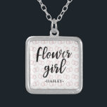 Flower Girl Wedding Ring Pattern and Name Necklace<br><div class="desc">Flower Girl Wedding Ring Pattern and Name Necklace.</div>