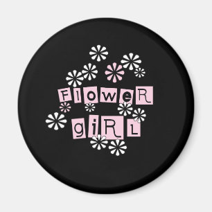 Flower Girl White on Black Magnet