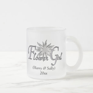 Flower Girl with Couples Names and Wedding Date Frosted Glass Coffee Mug