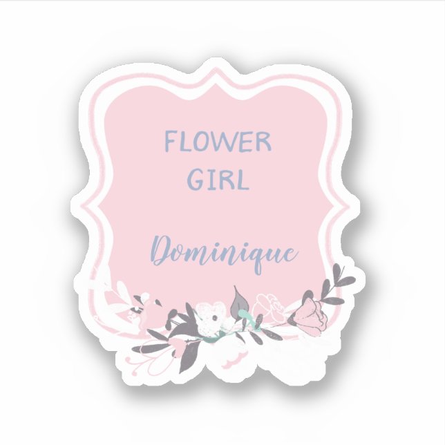 Flower Girl with Name Floral Framed   (Front)
