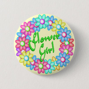 Flower Girl wreath 6 Cm Round Badge