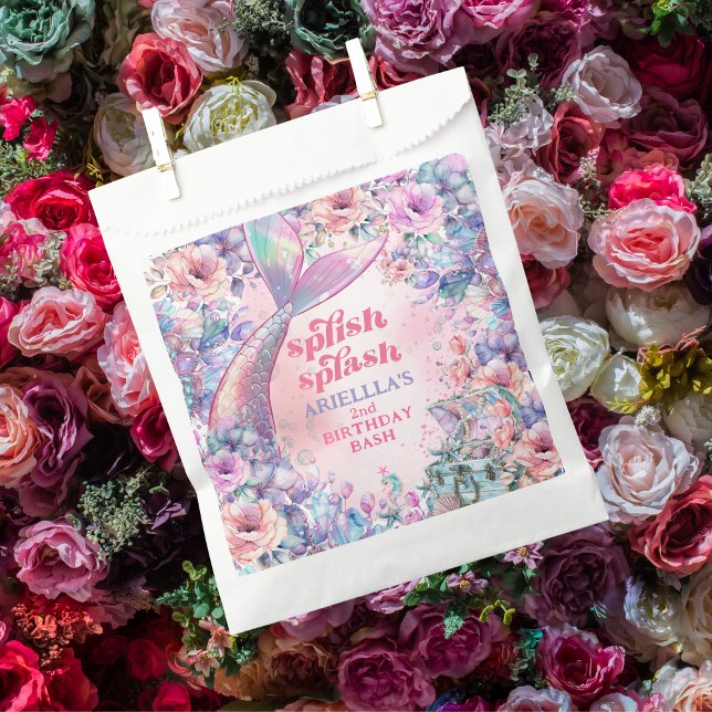 Flower Glitter Mermaid Tail 2nd Birthday Favour Bags (Creator Uploaded)