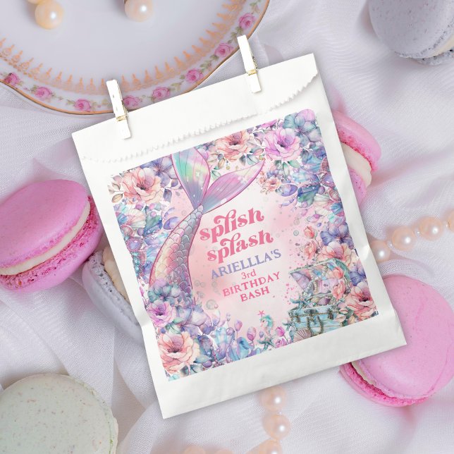 Flower Glitter Mermaid Tail 3rd Birthday Favour Bags (Creator Uploaded)
