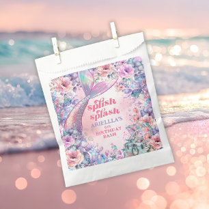 Flower Glitter Mermaid Tail 6th Birthday Favour Bags
