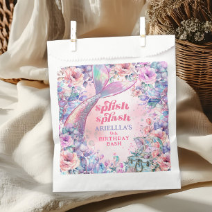 Flower Glitter Mermaid Tail 9th Birthday Favour Bags