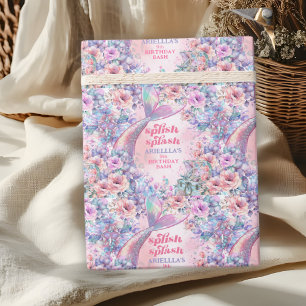 Flower Glitter Mermaid Tail 9th Birthday Wrapping Paper