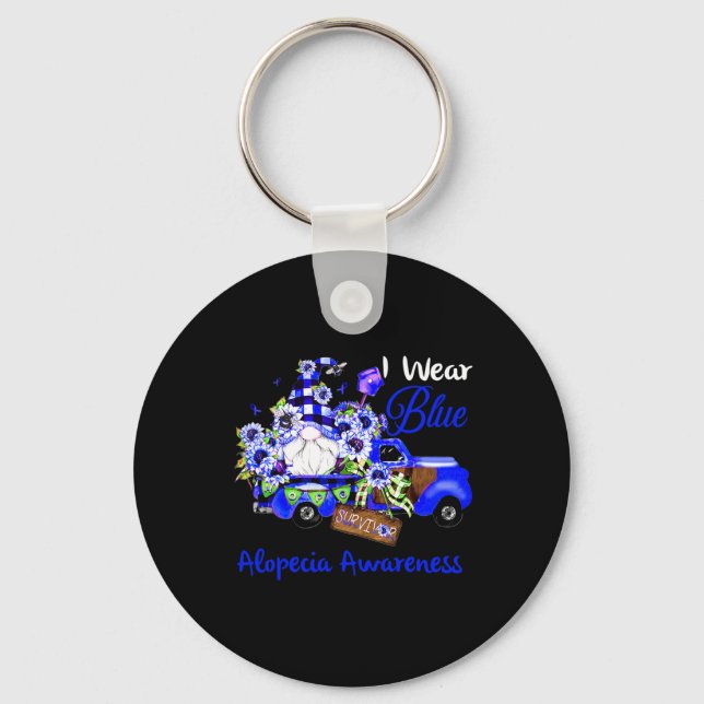 Flower Gnome Survivor Alopecia Awareness  Key Ring (Front)