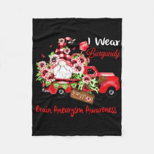 Flower Gnome Survivor Brain Aneurysm Awareness Fleece Blanket