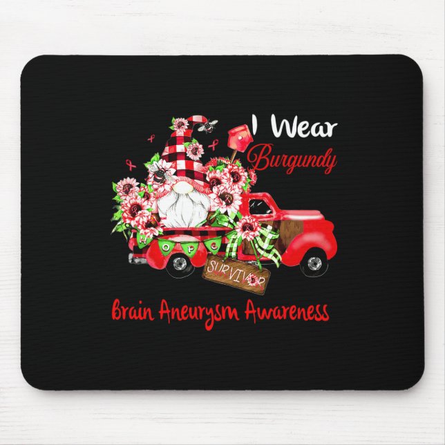 Flower Gnome Survivor Brain Aneurysm Awareness  Mouse Mat (Front)