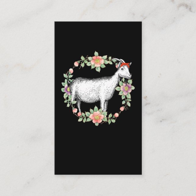 Flower Goat Girl Bandanna Animal Lover Business Card (Front)
