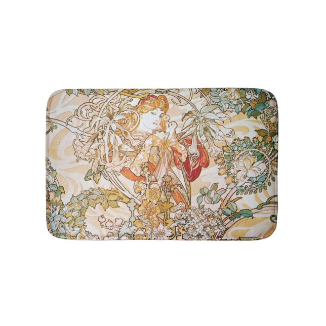 Flower Goddess Art Nouveau Bath Mat (Front)