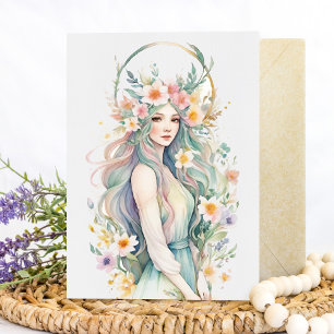 Flower Goddess Ostara Spring Equinox Sabbat Card