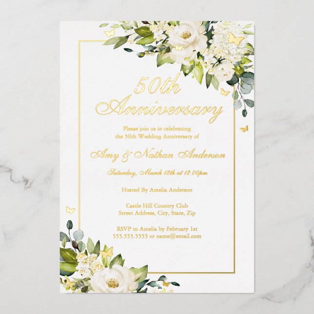 Flower Golden Butterfly 50th Wedding Anniversary  (Front)