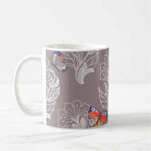 Flower graphic and butterfly, watercolor, pattern coffee mug