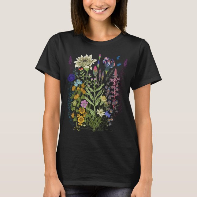 Flower Graphic For Women Wildflower Floral T-Shirt (Front)