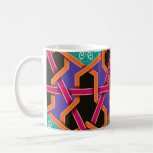 Flower green orange and purple Geometric ethnic na Coffee Mug
