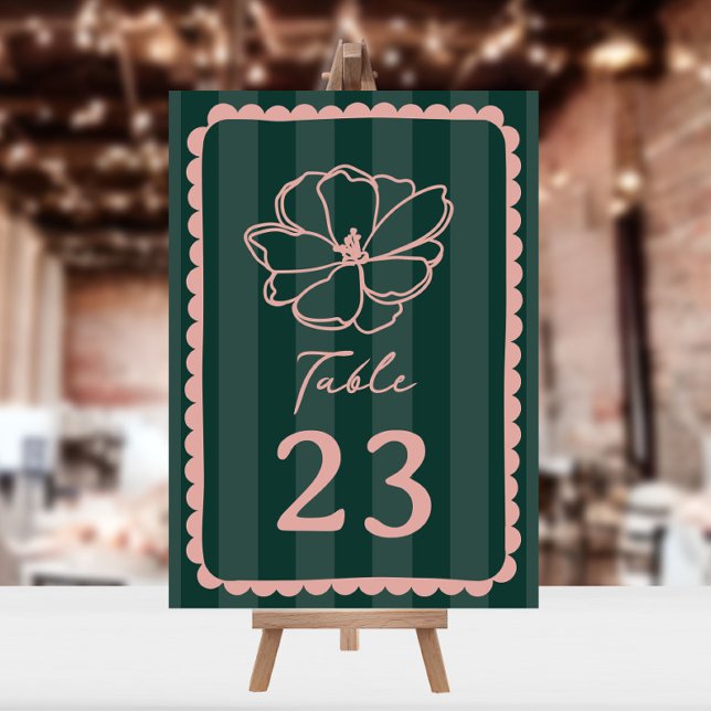 Flower Green Stripe Wedding Invitation (Creator Uploaded)