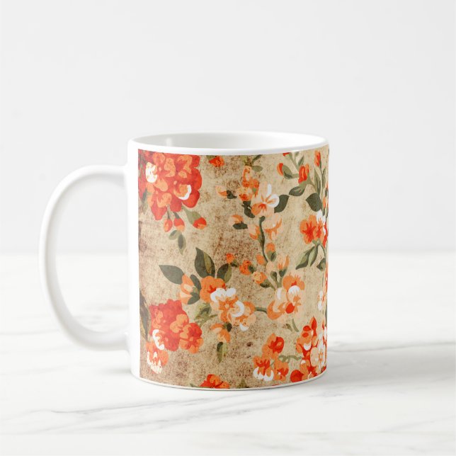 Flower grunge art coffee mug (Left)