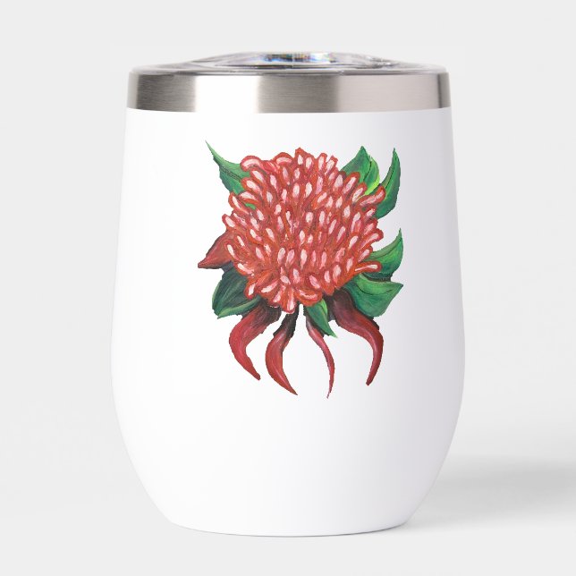 Flower Hand drawn Waratah Water Bottle (Front)
