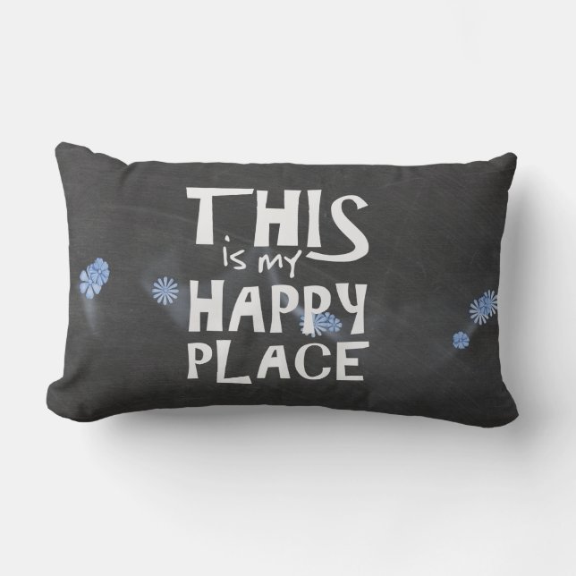 Flower Happiness on chalkboard Lumbar Cushion (Front)