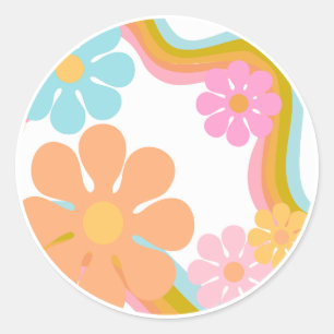 Flower Happy Birthday Sticker Mod 60s 70s Pink