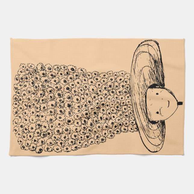 Flower Hat Tea Towel (Horizontal)