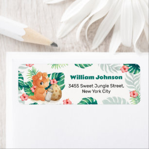 Flower Hatching Dino Baby Shower Return Address