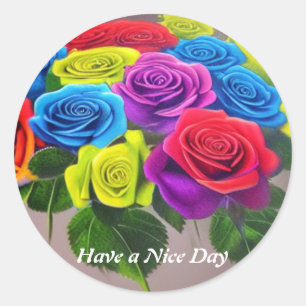 Flower Have A Nice Day Classic Round Sticker 