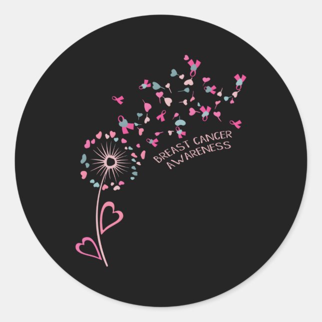 Flower He Ribbon Daisy Dandelion Breast Cancer Awa Classic Round Sticker (Front)