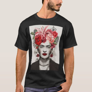 Flower head Frida kahlo art flower gift for fans E T-Shirt