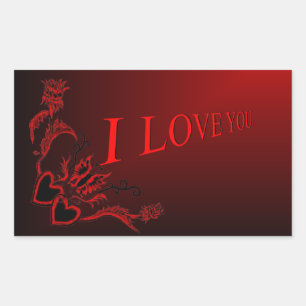 Flower Heart and Butterfly - I Love You Rectangular Sticker