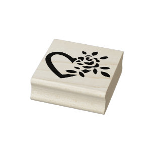 flower heart art stamp