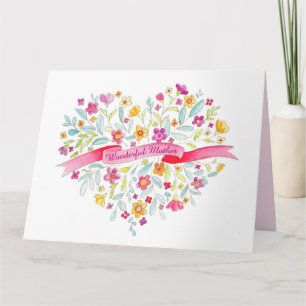 Flower heart bouquet art Mother get well card