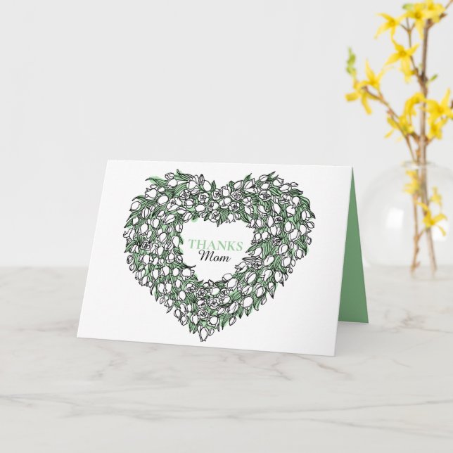 Flower heart bouquet tuilp inked art Mother's Day  Card (Yellow Flower)