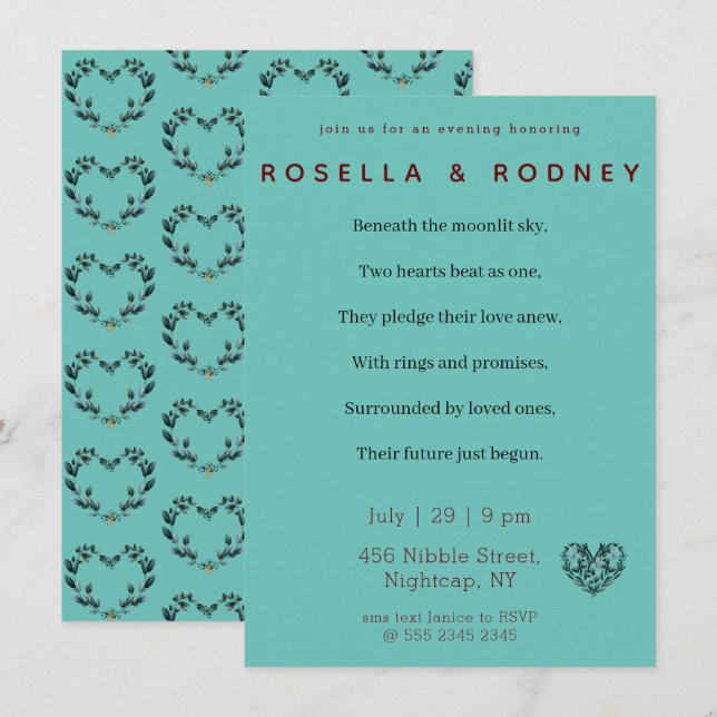 Flower Heart Engagement Invitation (Front/Back)