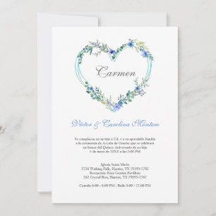 Flower Heart in Blue for Quinceañera