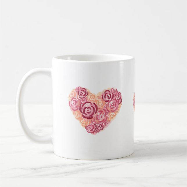 Flower Heart in Watercolor Coffee Mug (Left)