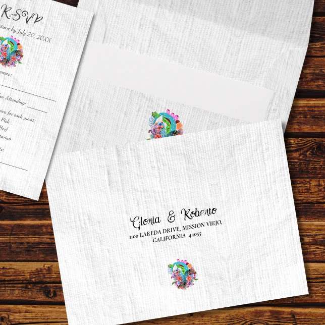 Flower Heart Mexican Wedding RSVP Card Envelope (Creator Uploaded)