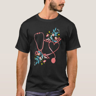 Flower Heart Scrubs Love Nursing Registered Nurse T-Shirt
