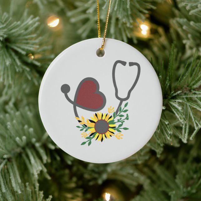 Flower Heart Stethoscope Ceramic Tree Decoration (Tree)