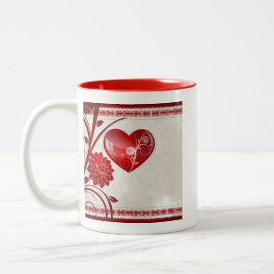 Flower Heart Two-Tone Coffee Mug