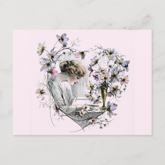 Flower Heart Valentine Holiday Postcard (Front)