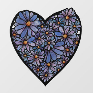 Flower heart window cling