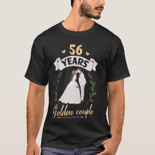 Flower Hearts Husband Wife Kissing 56 Years Golden T-Shirt