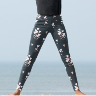 Flower Hearts Watercolor Valentine's day Leggings
